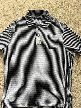 Daniel Cremieux Black and White Striped Polo Shirt